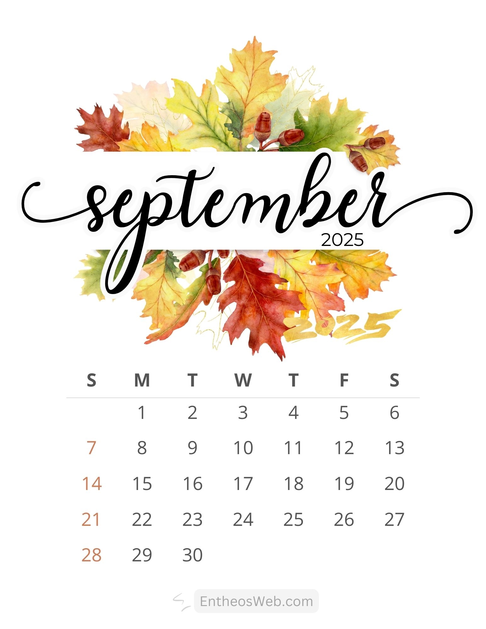 September 2025 Printable Calendar EntheosWeb