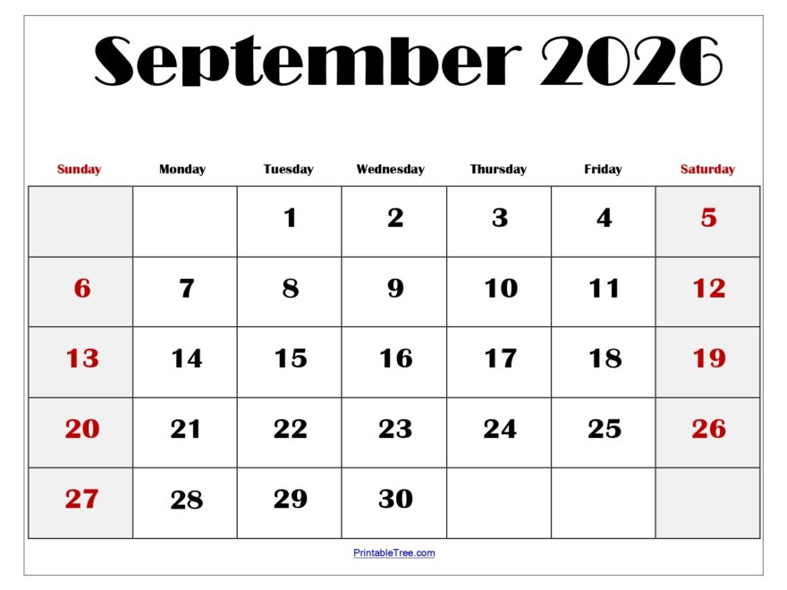 September 2026 Calendar Printable PDF With HolidaysTemplates