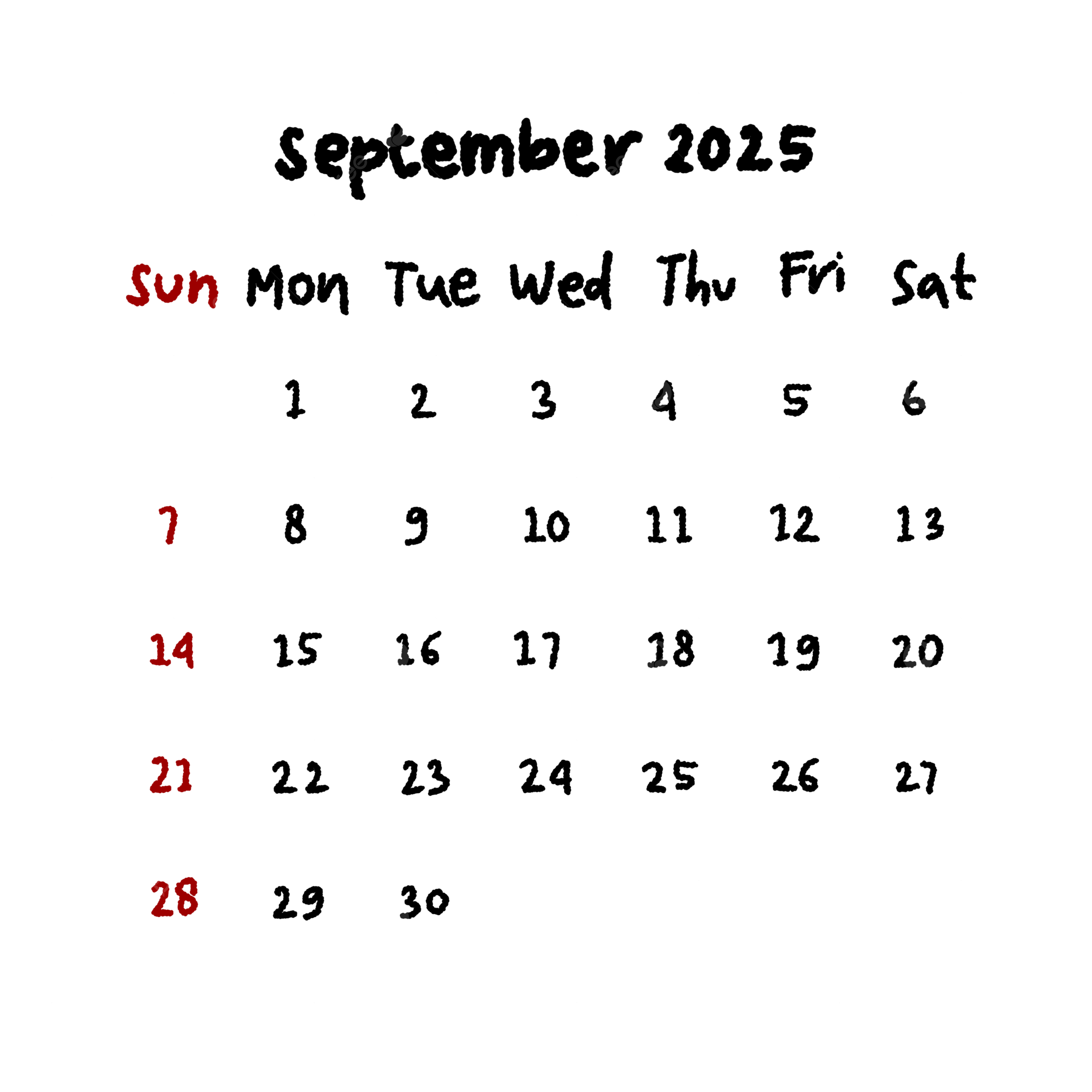 Calendar September 2025 Template