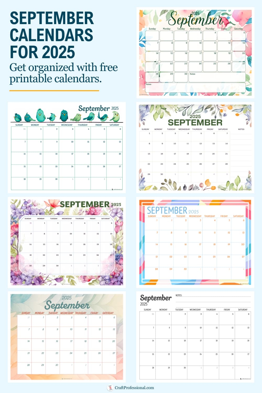 Blank September Calendar 2025