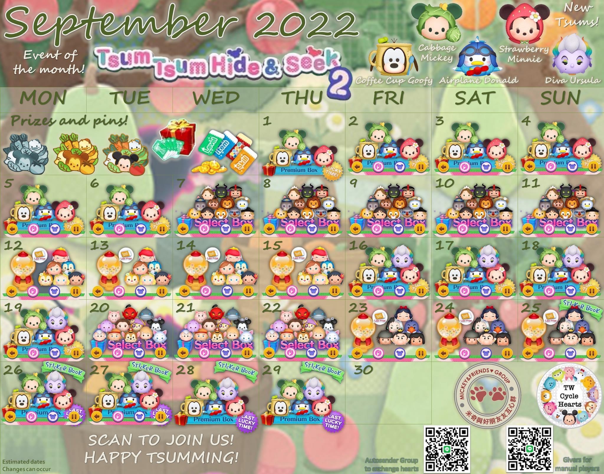 September Event Calendar R TsumTsum