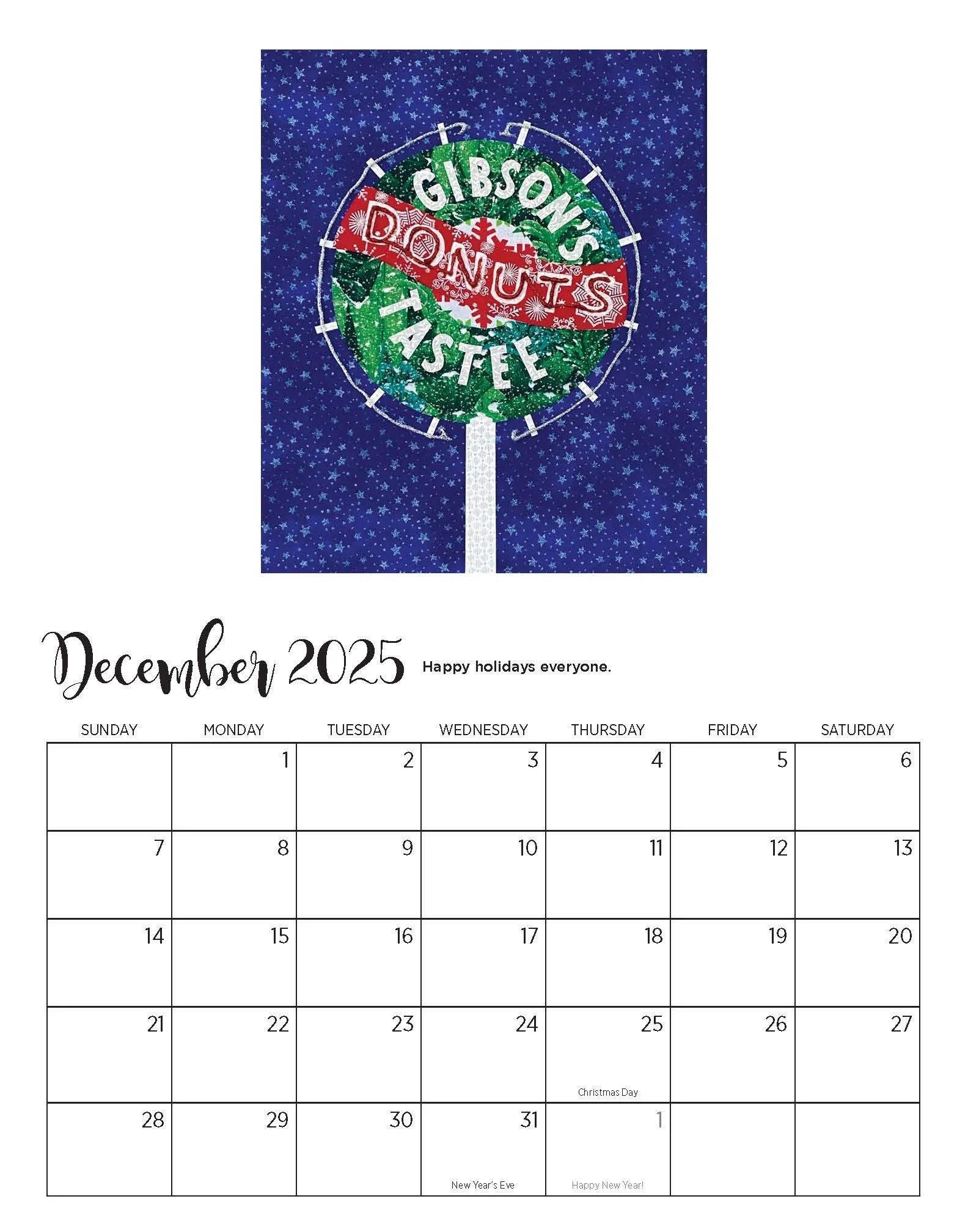 December 2025 Calendar Decorated Template