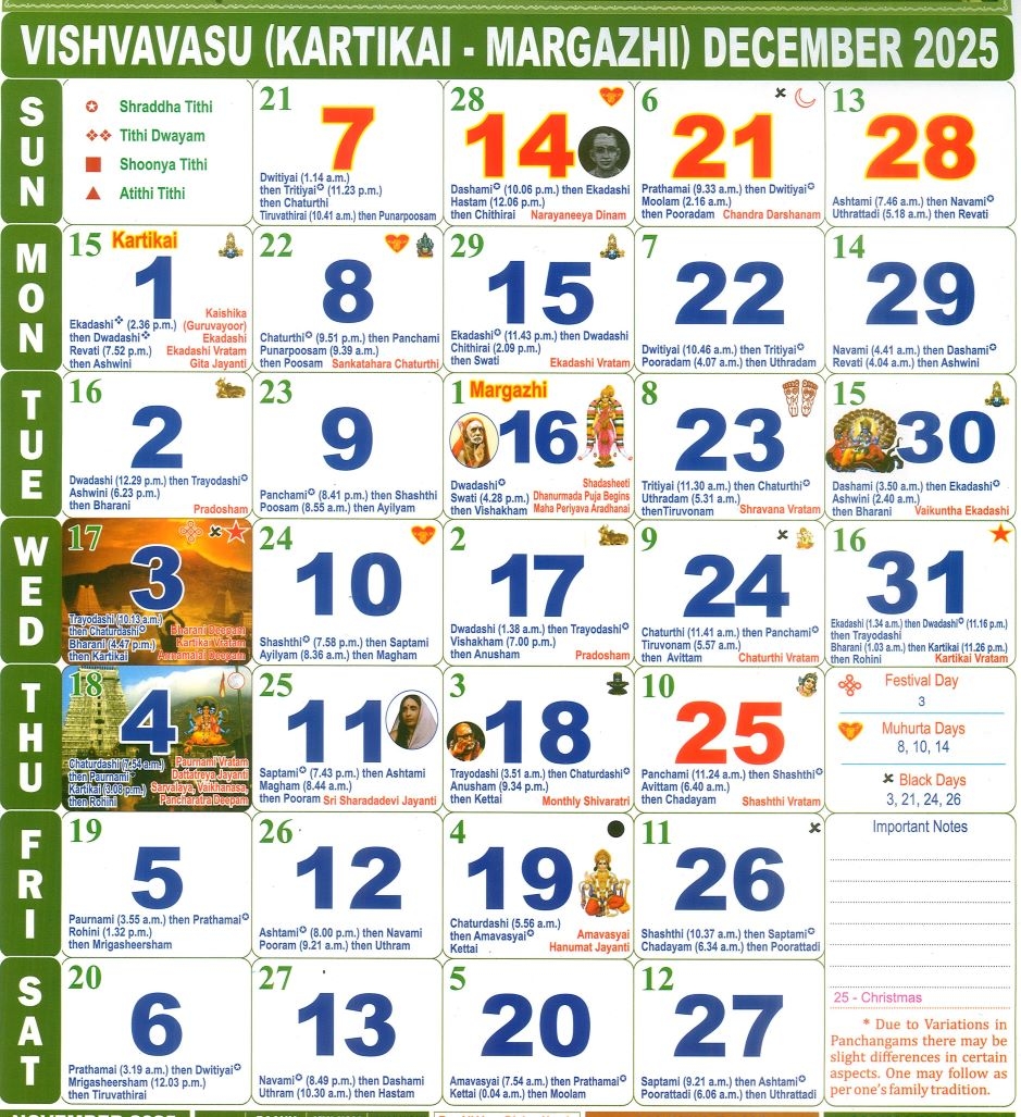 Tamil Calendar December Month 2025