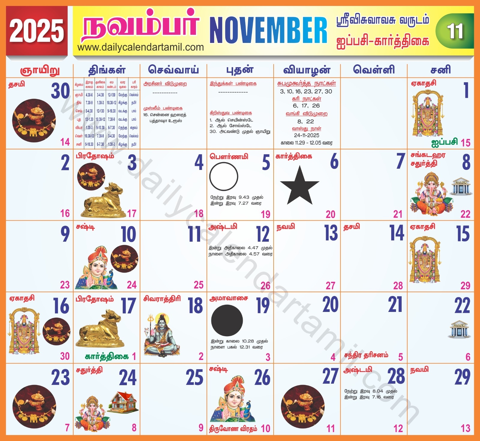 Tamil Calendar 2025 November