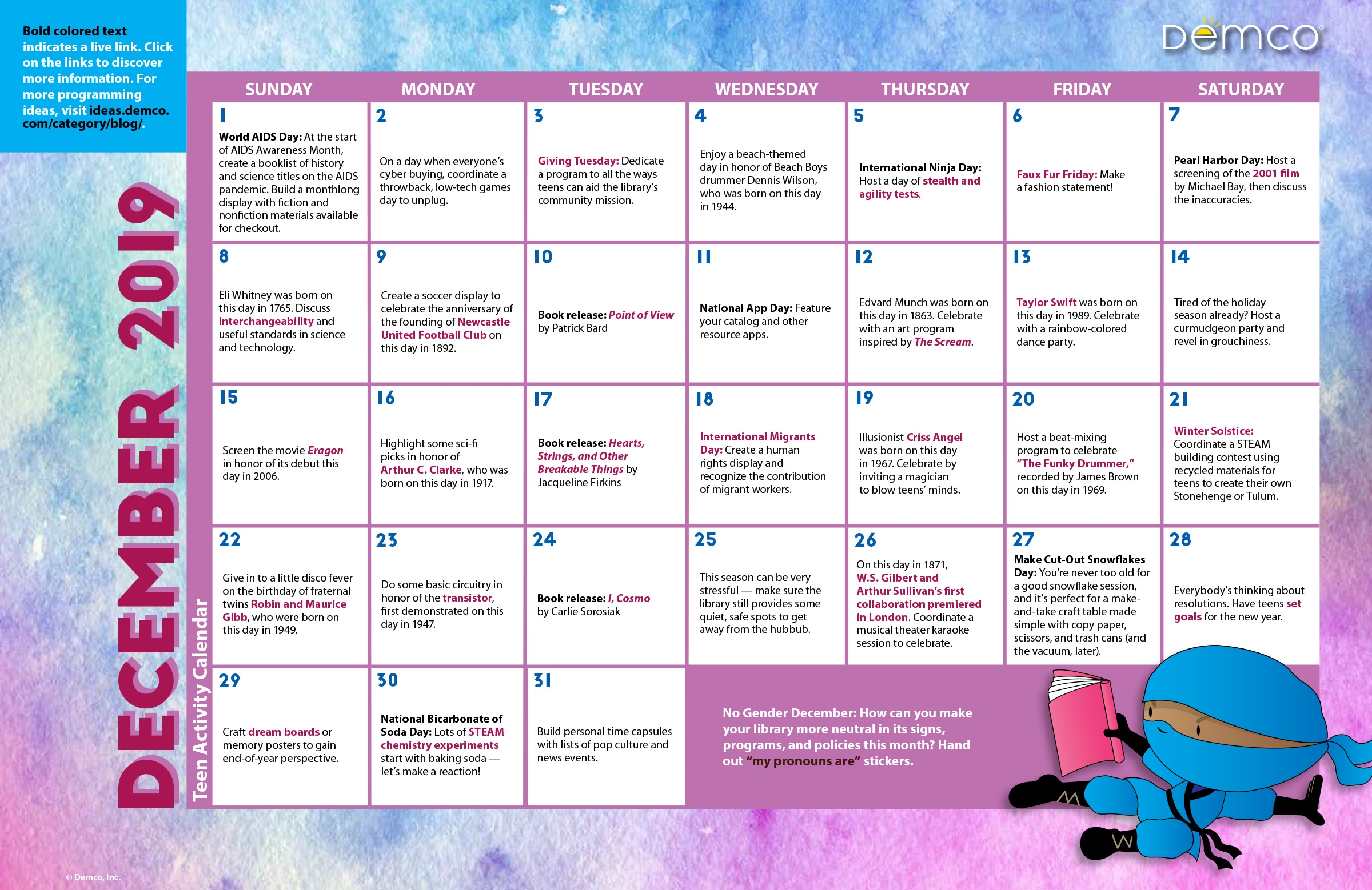 Teen Programming Activity Calendar December 2019