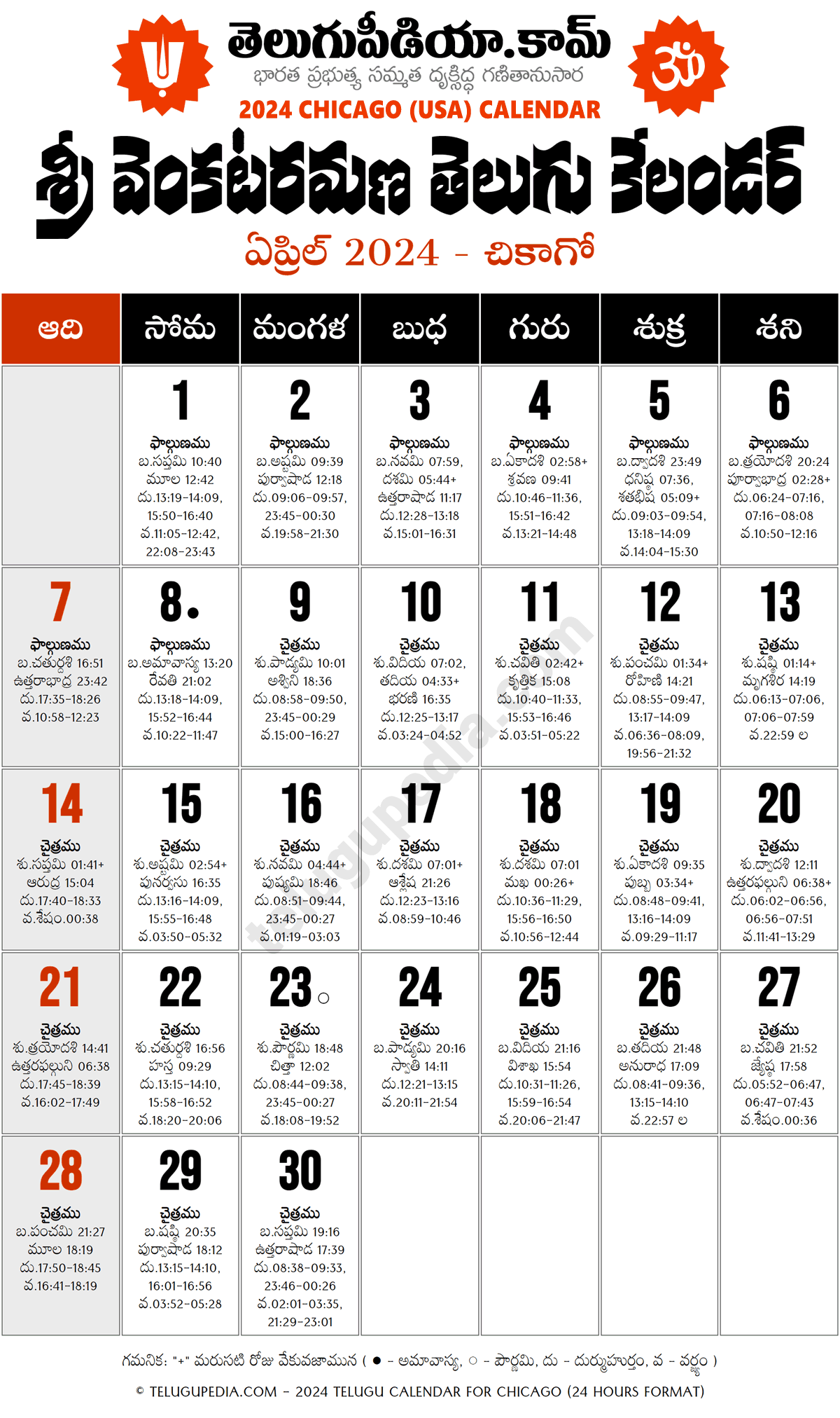 Telugu Calendar 2024 April Chicago Telugu Pedia