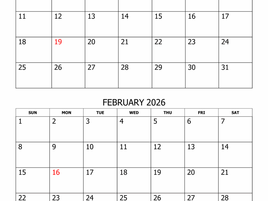 Two Months 2026 Calendar Calendar Quickly