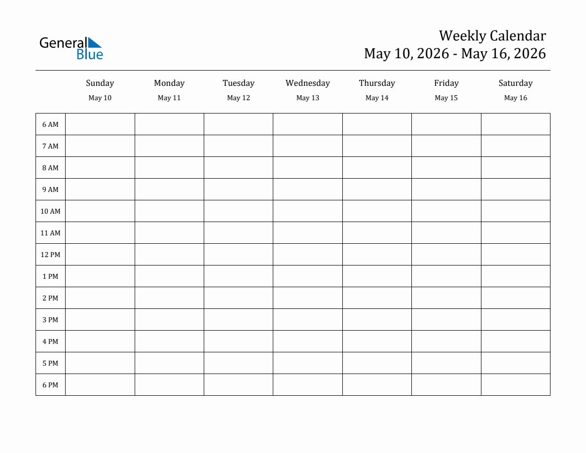 Free Printable Hourly Calendar 2026