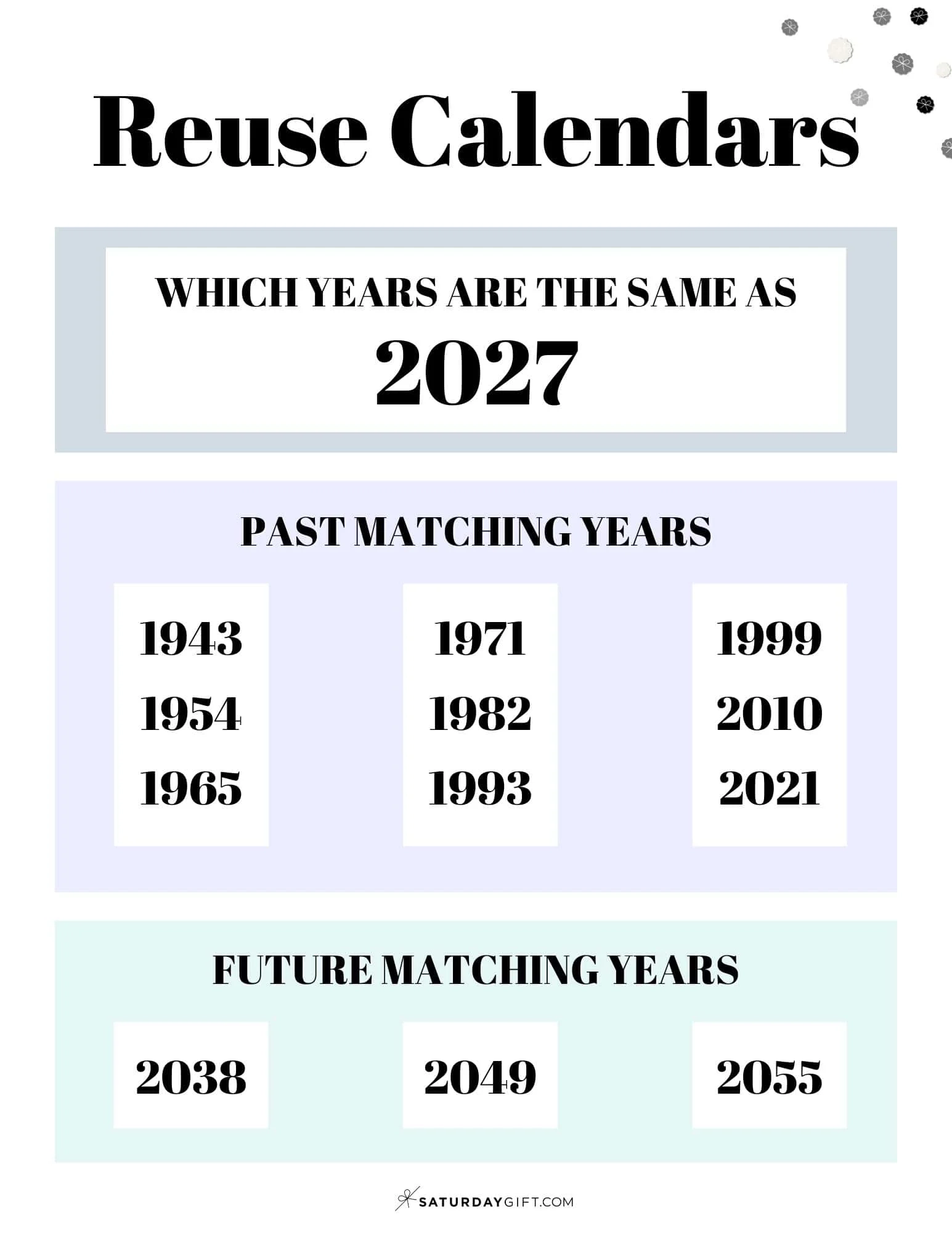 What Calendar Can I Reuse For 2027 What Year Is The Same As 2027 