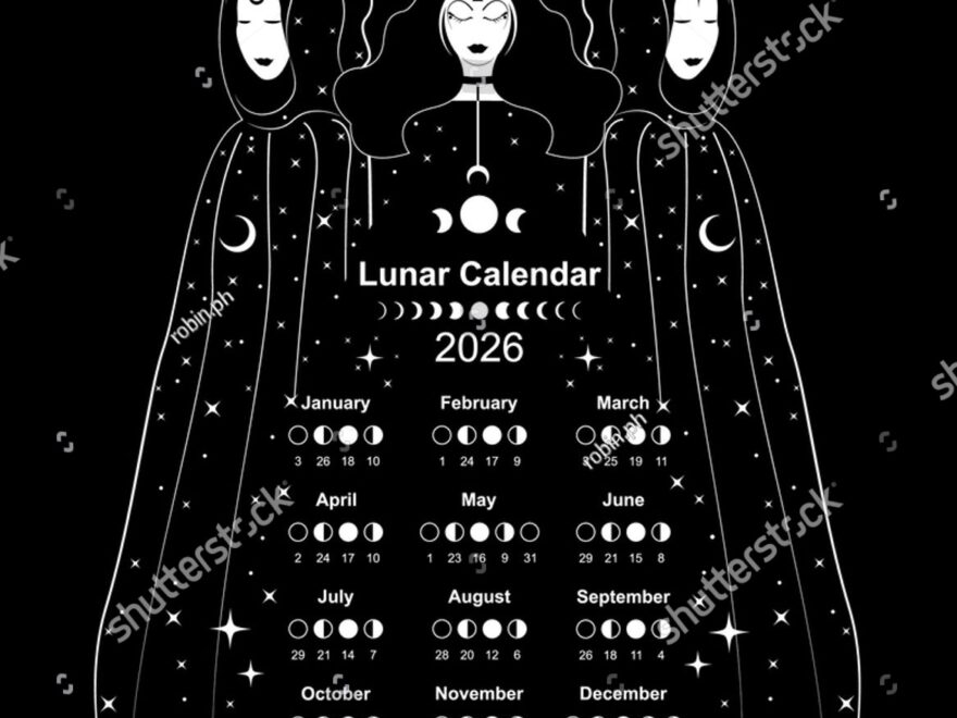 Wiccan Moon Calendar 2026 Moon Phases Stock Vector Royalty Free 2661119455 Shutterstock