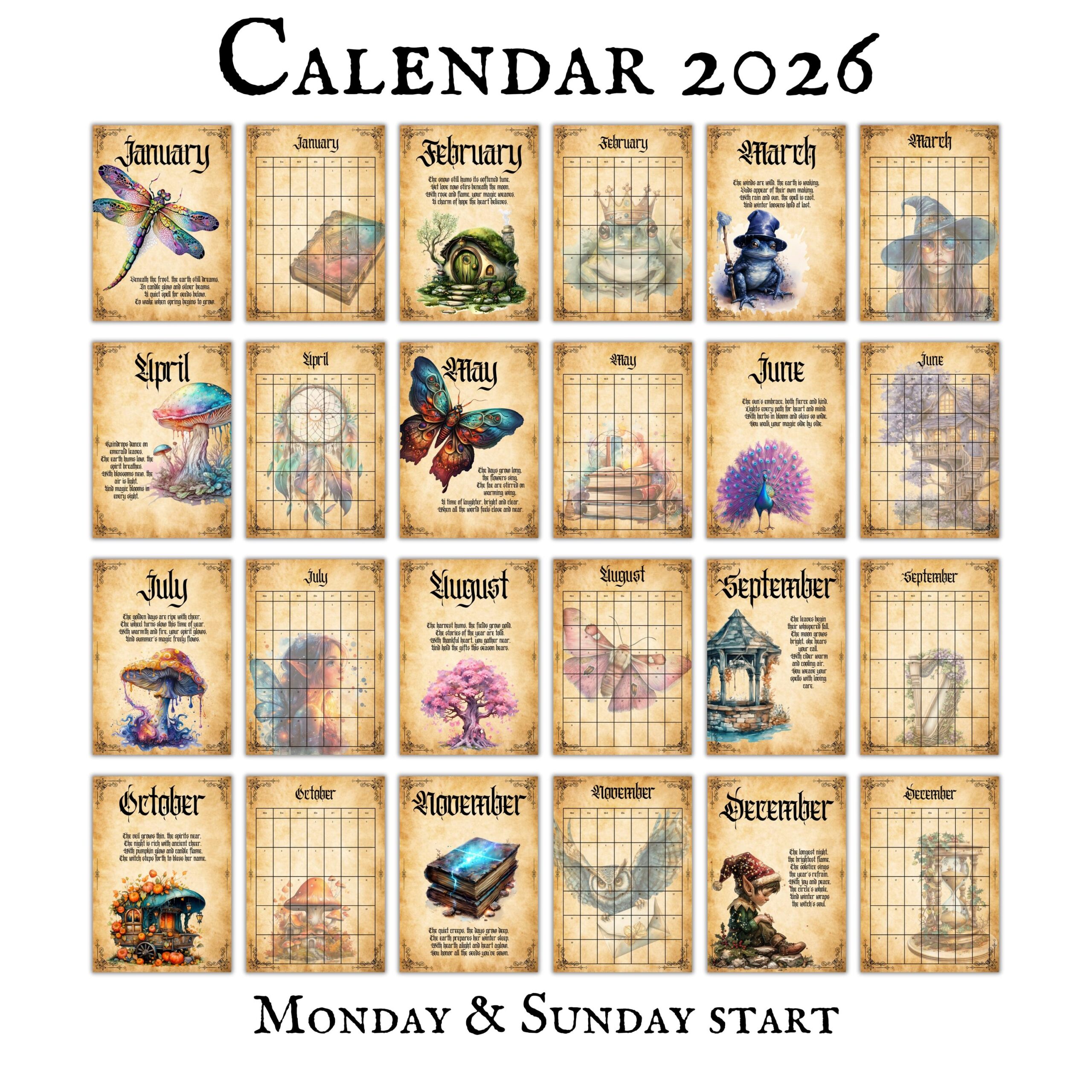 Pagan Calendar 2026 Printable