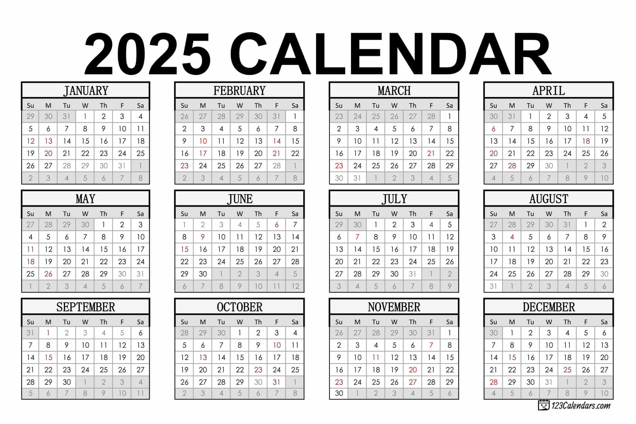 January 2026 Calendar 123calendars