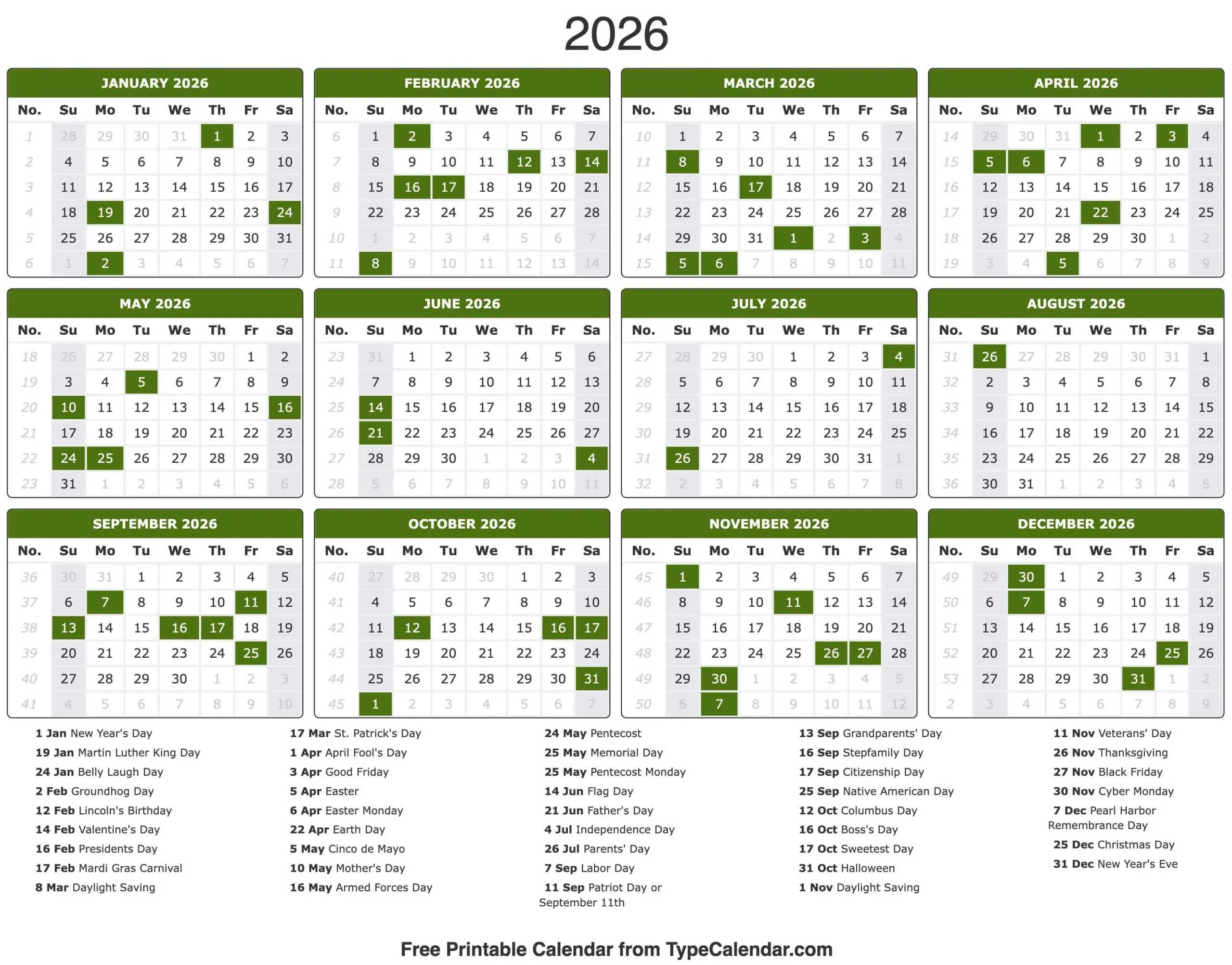 January 2026 Calendar May 2026 Calendar