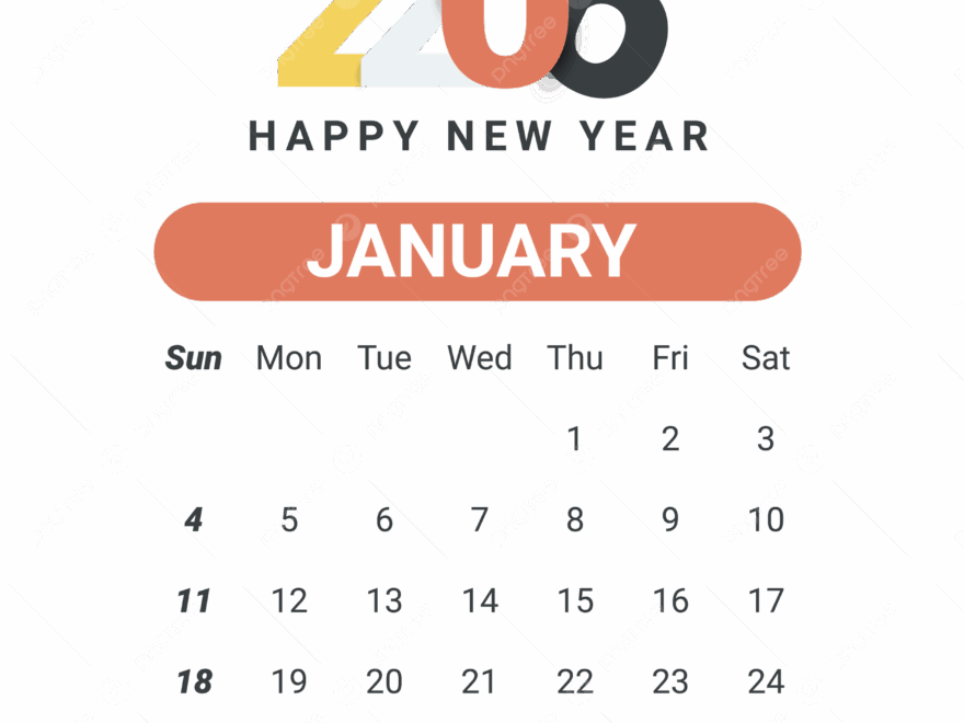 2026 January Calendar Vector 2026 January 2026 Calendar PNG And Vector With Transparent Background For Free Download