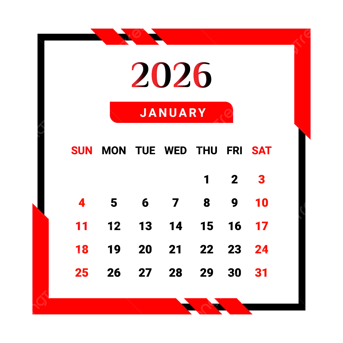 Month Of January 2026 Calendar