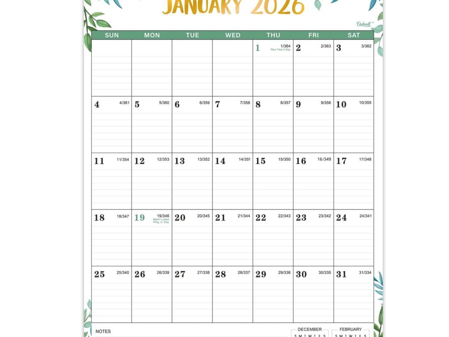 Amazon 2026 Calendar 2026 Wall Calendar Vertical January 2026 December 2026 12 X 17 Large Calendar 2026 With Julian Dates Twin Wire Binding Office Products