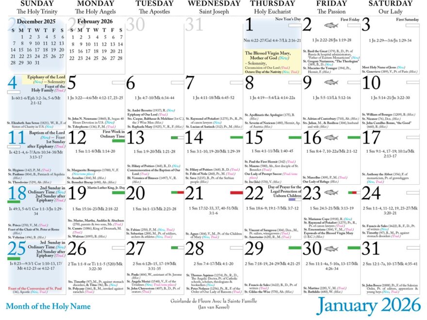 Catholic Liturgical Calendar 2026 Religious Garlands Catholic To The Max Online Catholic Store