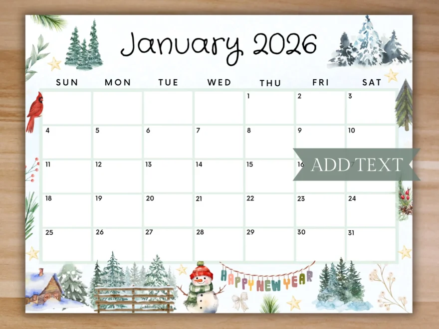 Cute Winter Calendar Etsy