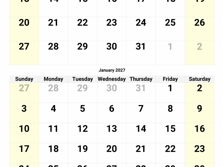 December 2026 And January 2027 Calendar Custom Calendar Maker