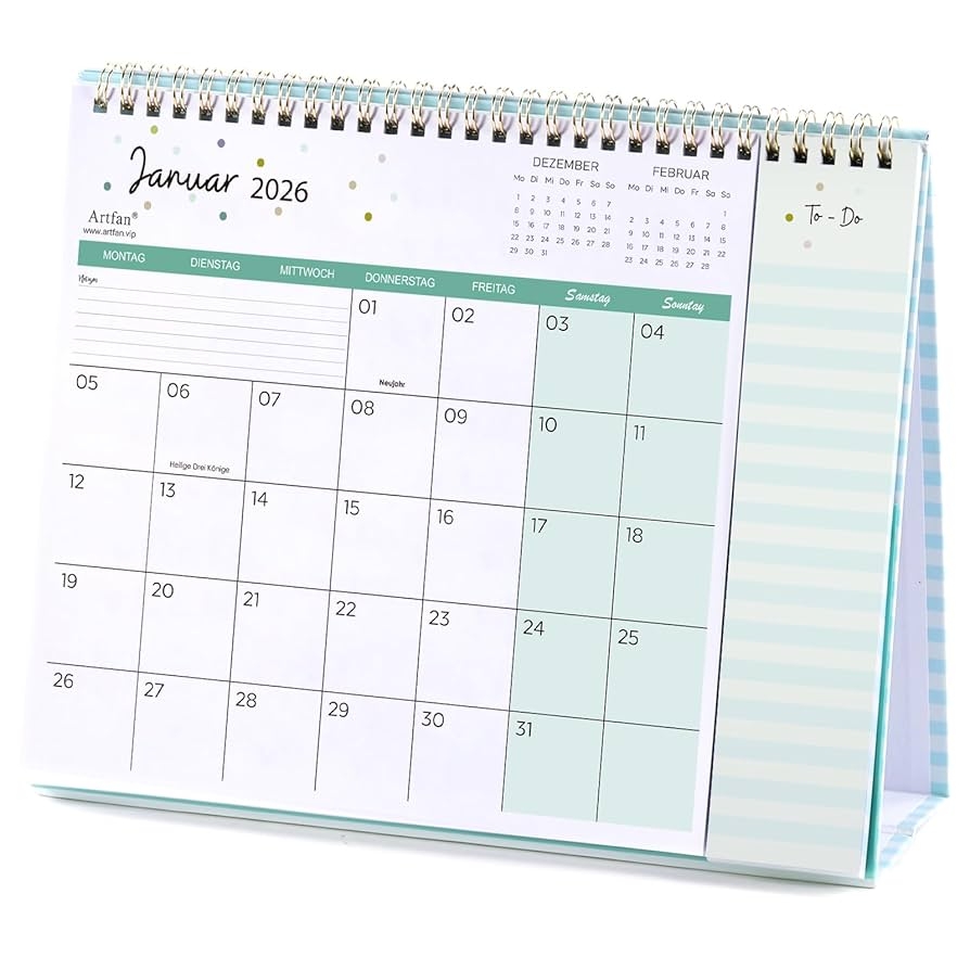 Desk Calendar 2026 January