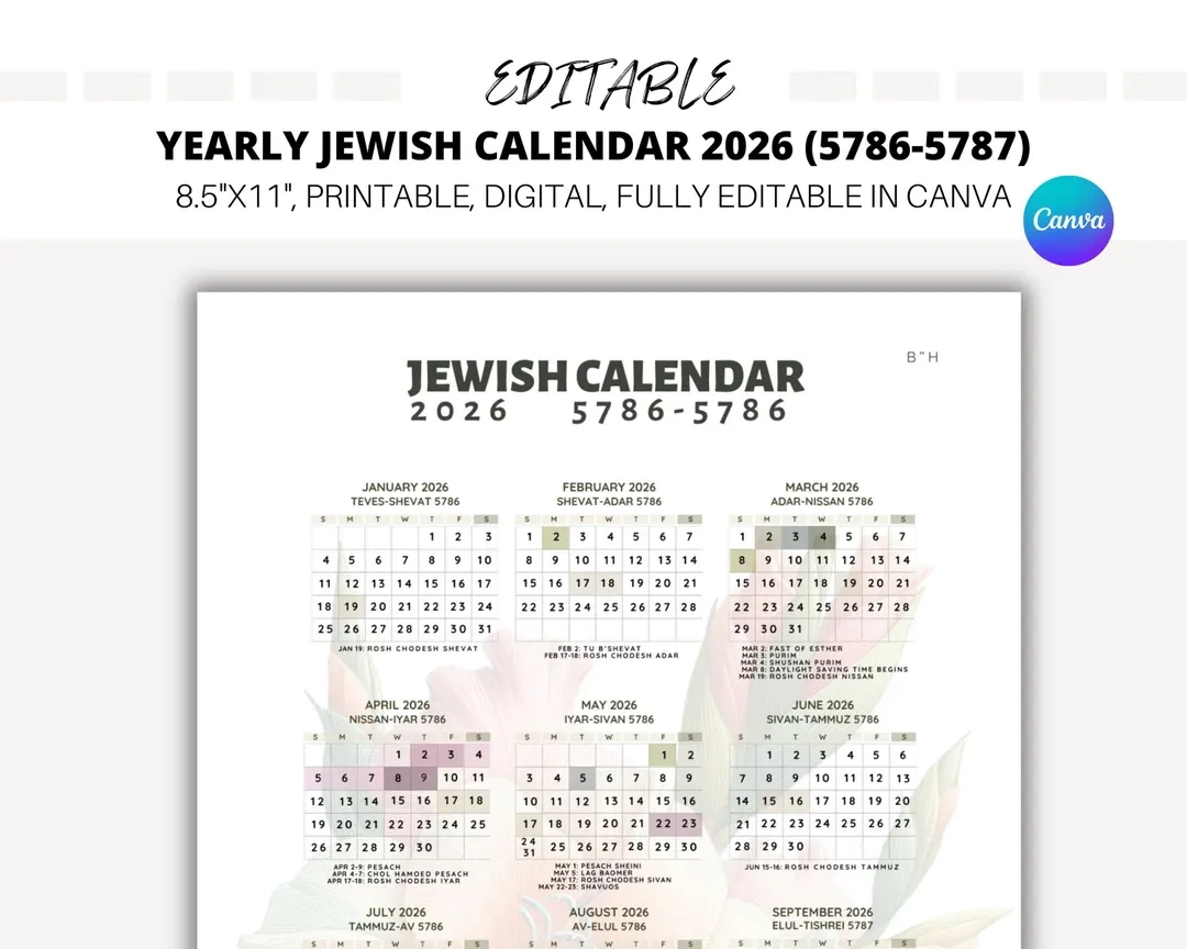 Jewish Calendar January 2026