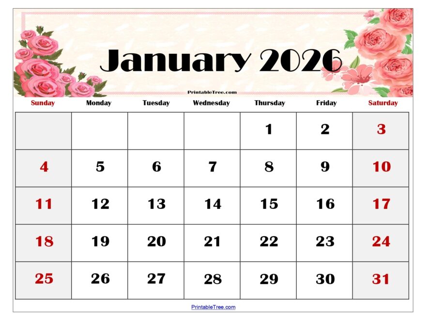 Free Blank Monthly Printable Calendar 2026 Templates