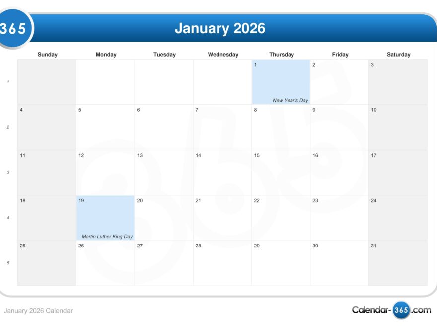 January 2026 Calendar