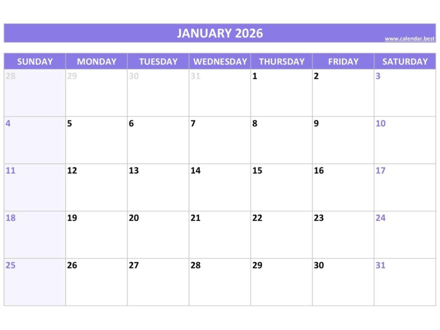 January 2026 Calendar Calendar best