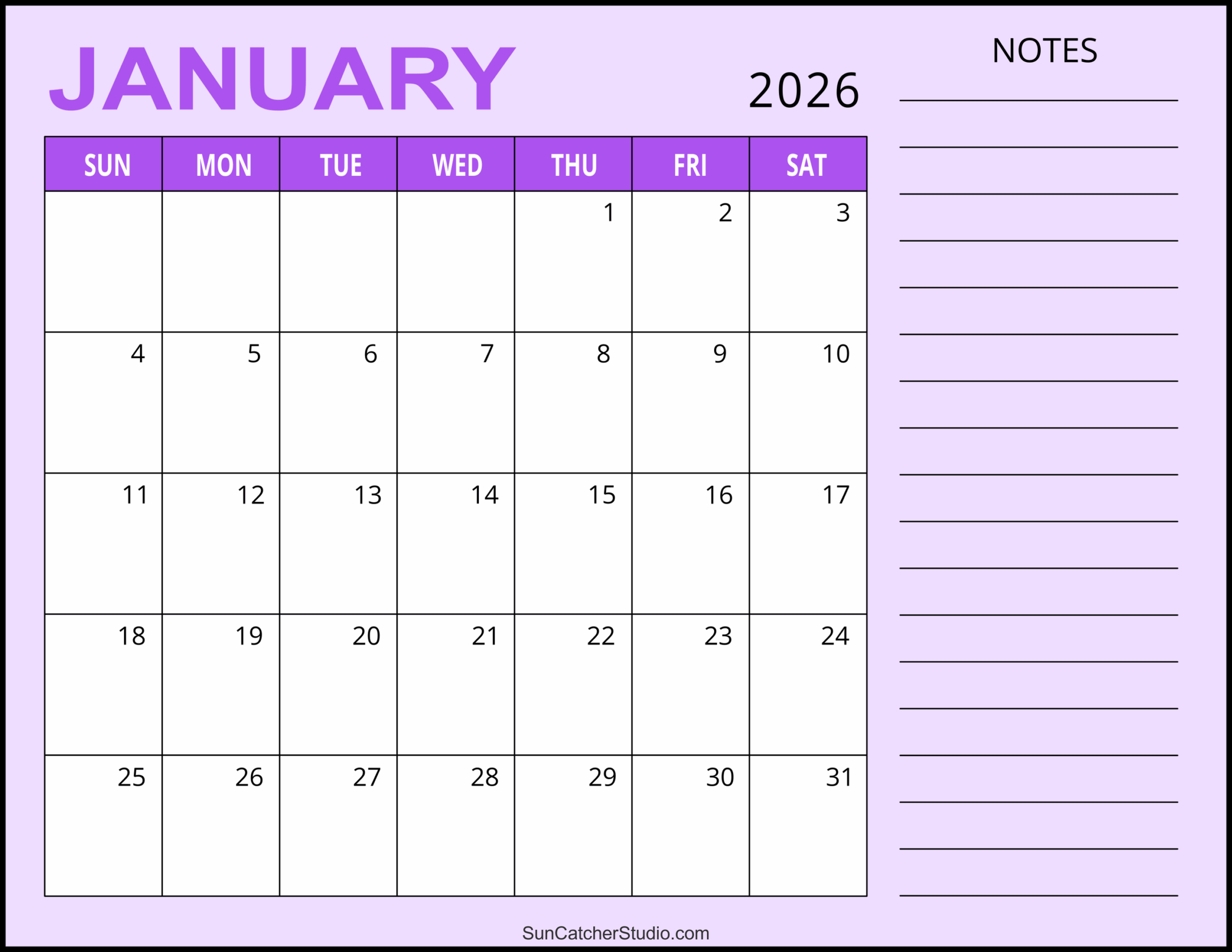 January 2026 Calendar Ideas