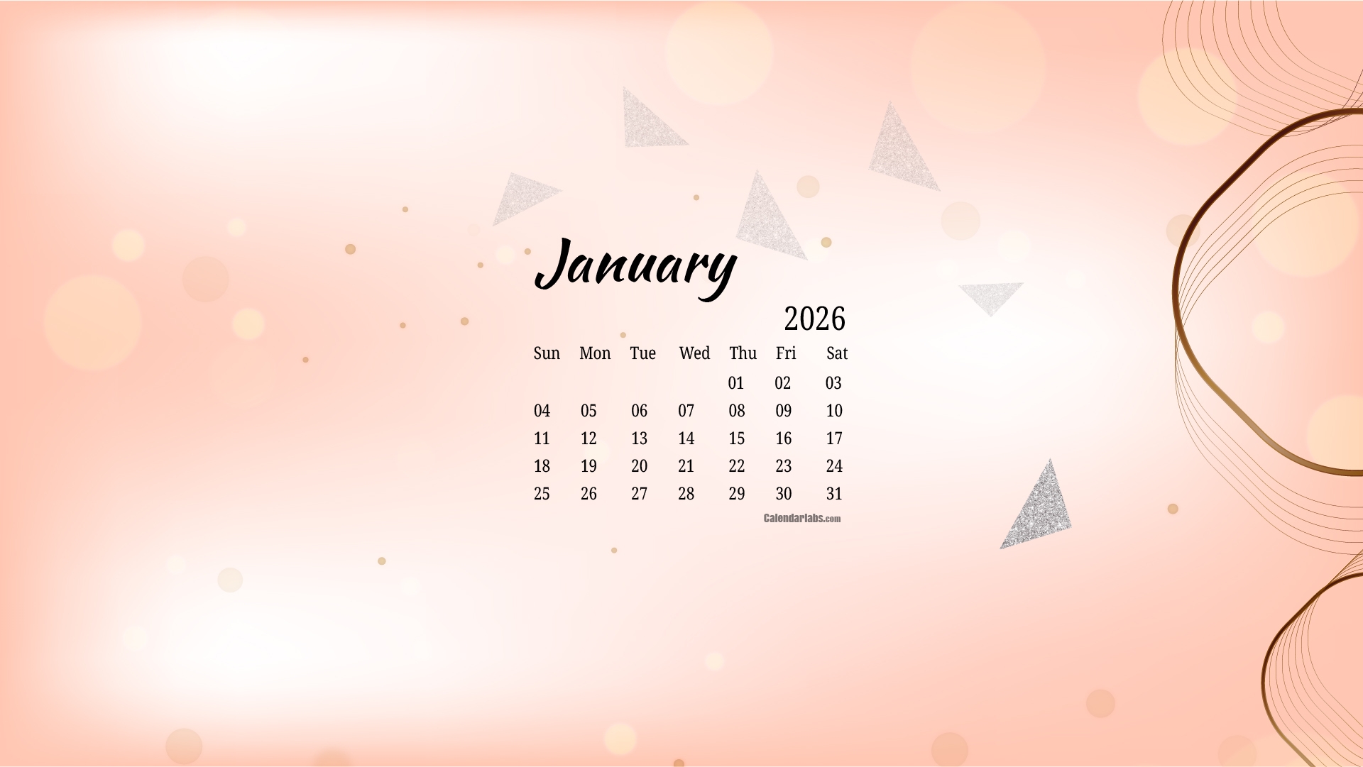 2026 January Desktop Calendar Screen Saver