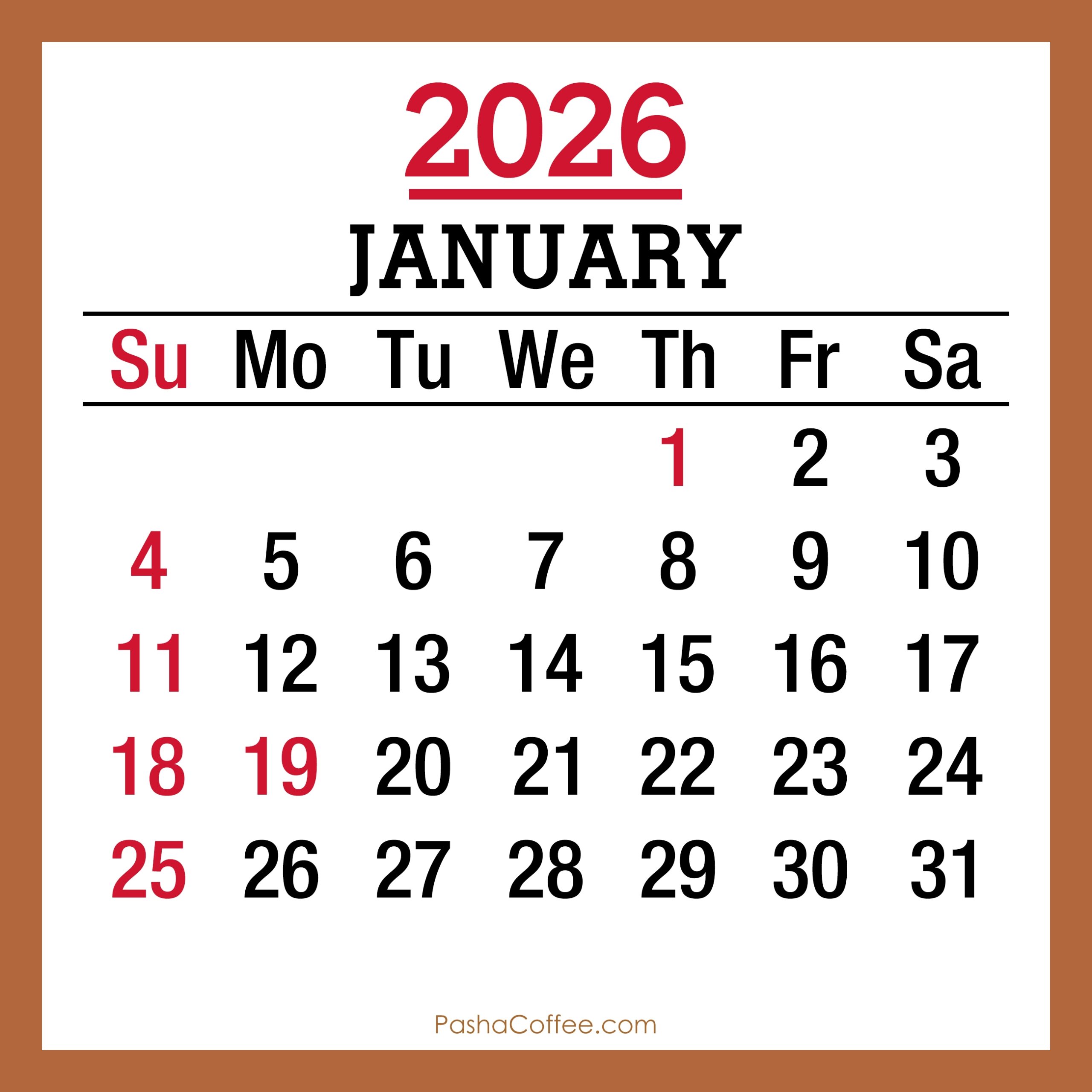 January 2026 Calendar With Holidays Usa