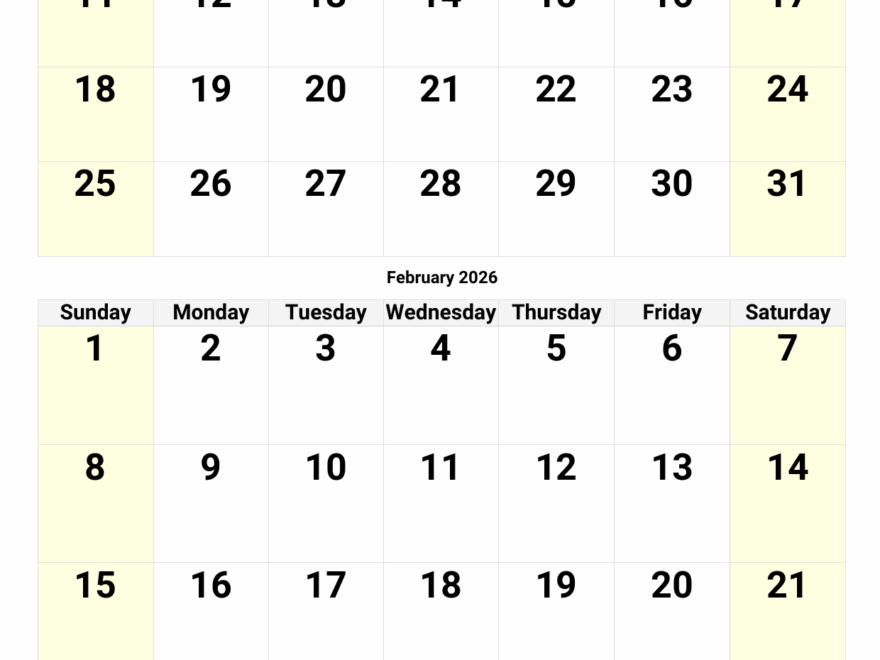 January And February 2026 Calendar Custom Calendar Maker