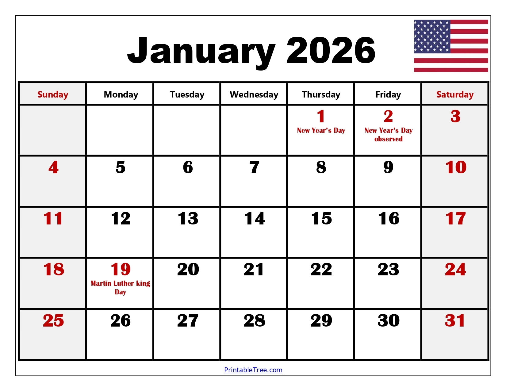 Event Calendar January 2026