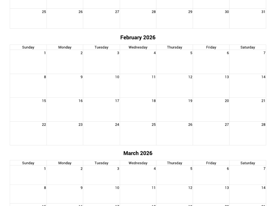 January To March 2026 Calendar Printable Custom Calendar Maker
