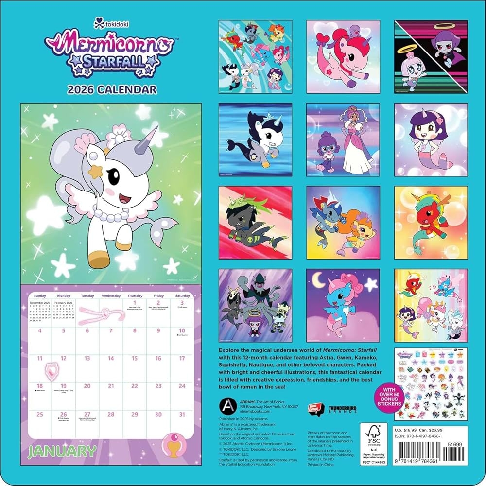 Mermicorno Starfall 2026 Wall Calendar With 50 Bonus Stickers TOKIDOKI LLC Amazon de Books