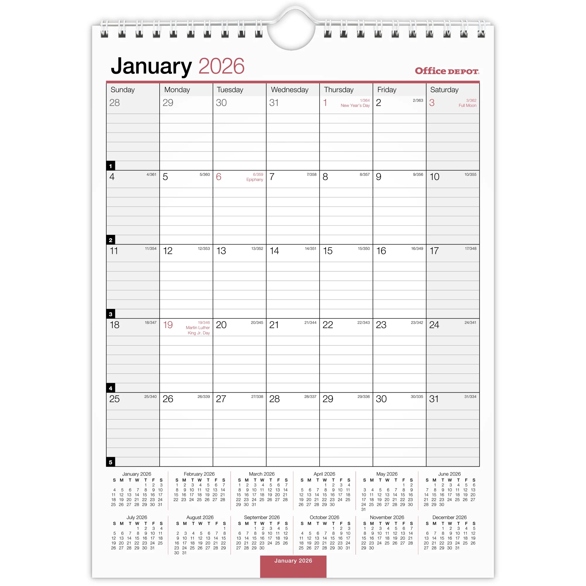 January 2026 Calendar 8x11