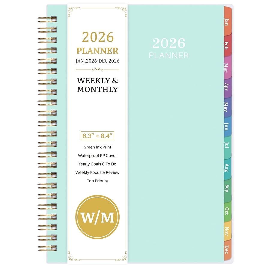 Planner 2026 Weekly Planner 2026 January 2026 To December 2026 6 4 X 8 5 Inches 2026 Calendar With Clear PP Cover Green Ink Pages Colorful Monthly Tabs Back Pocket Amazon de Stationery Office Supplies