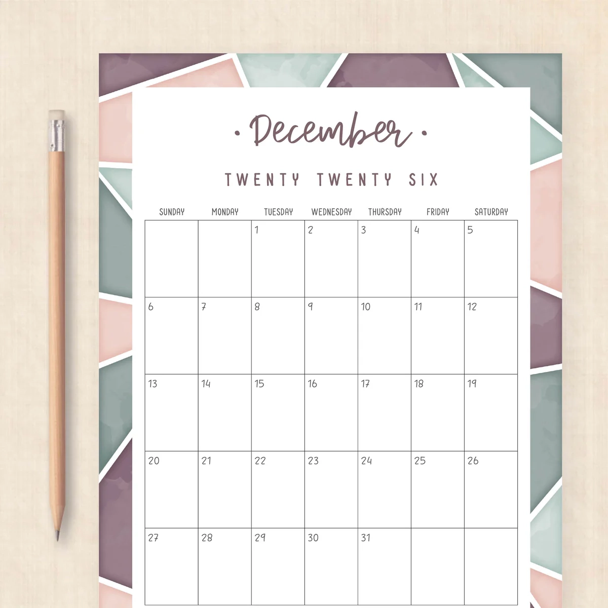 January Calendar 2026 Tumblr