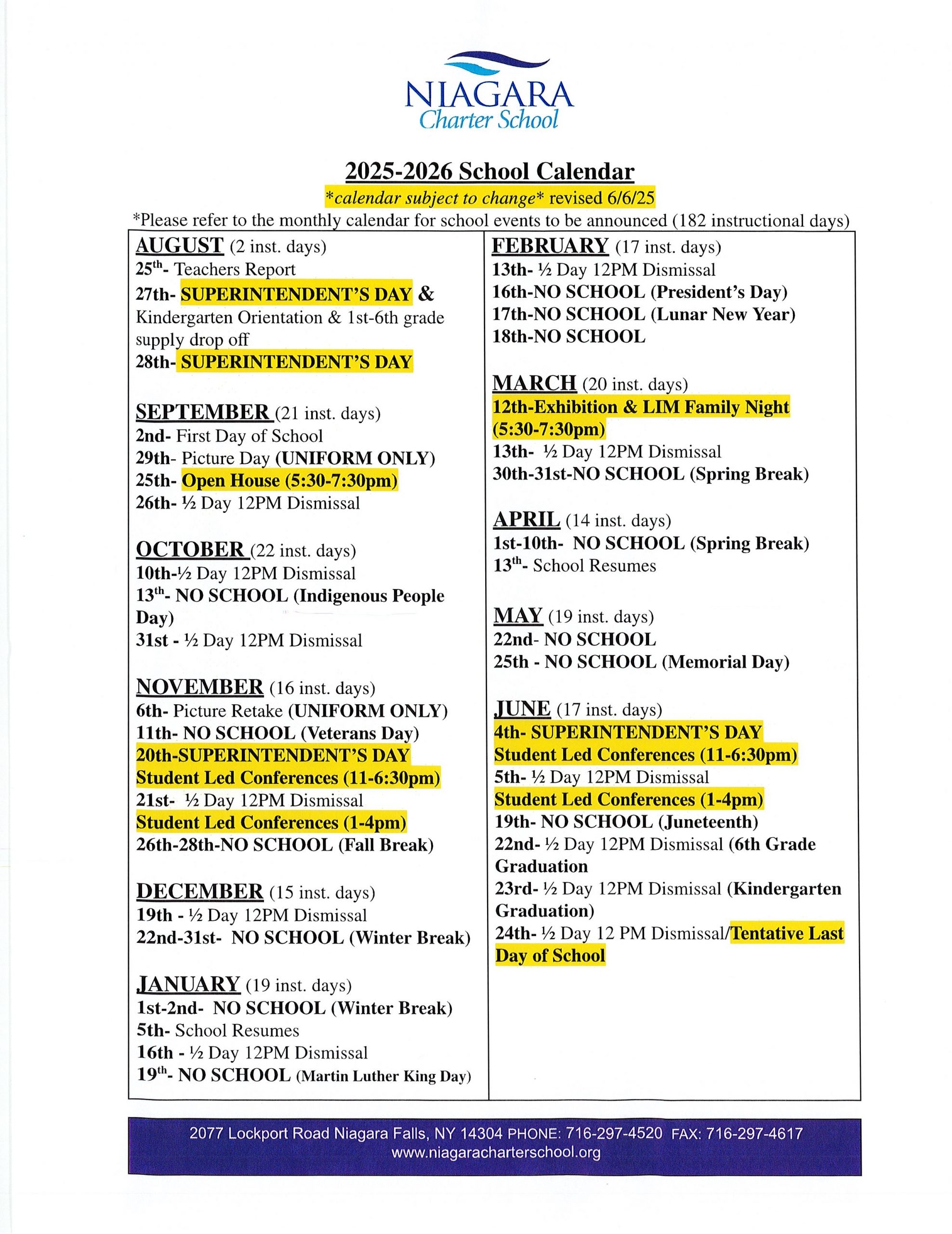 Niagra Falls Events Calendar January 2026