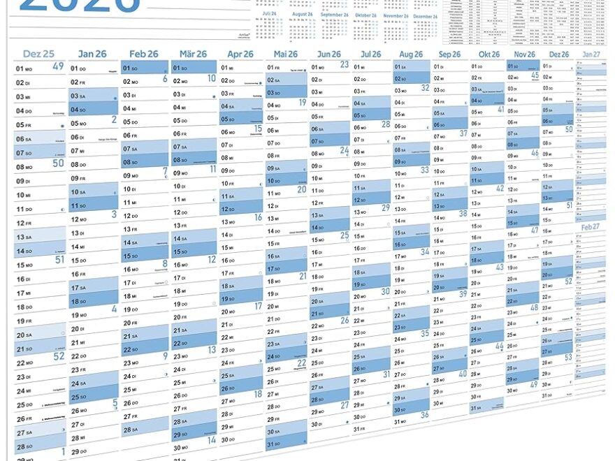 Wall Planner Calendar 2026 Wall Calendar 2026 Larger 100 X 70 Cm From JAN To Dec 2026 Wall Calendar School Year 2026 For Students And Teachers Mist Blue Amazon co uk Stationery Office Supplies