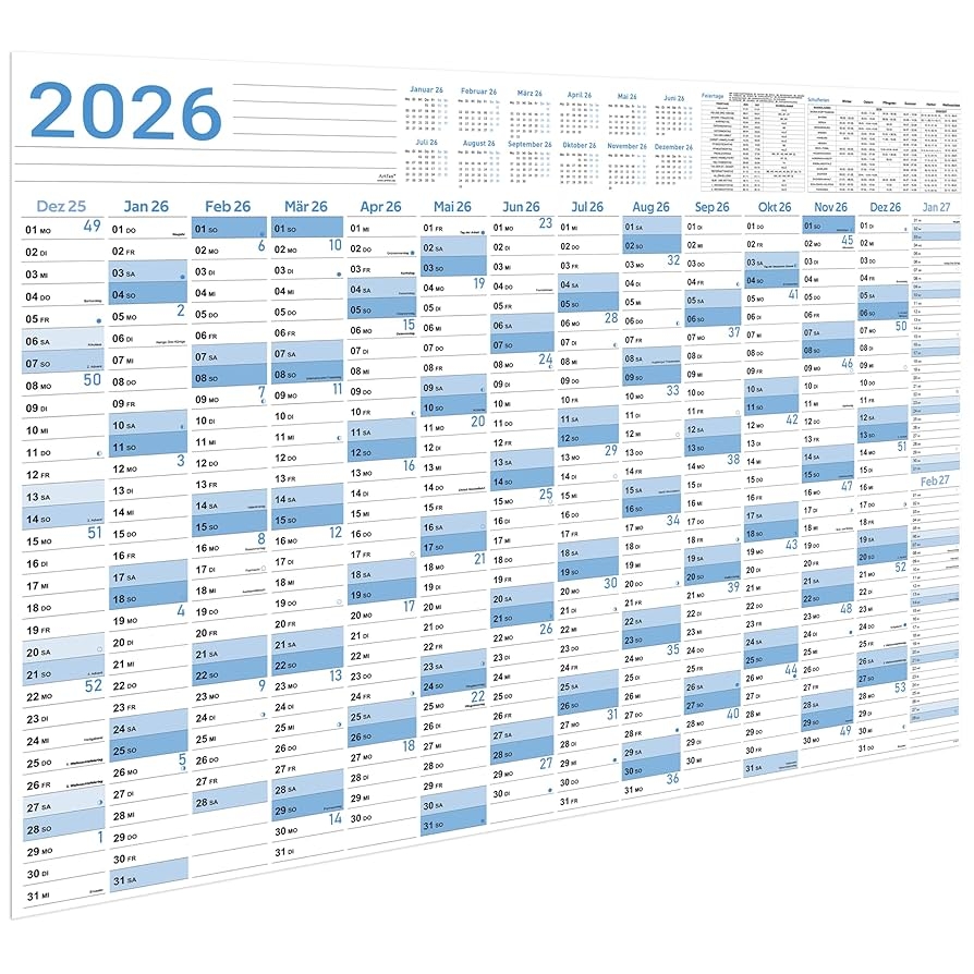 Wall Planner Calendar 2026 Wall Calendar 2026 Larger 100 X 70 Cm From JAN To Dec 2026 Wall Calendar School Year 2026 For Students And Teachers Mist Blue Amazon co uk Stationery Office Supplies